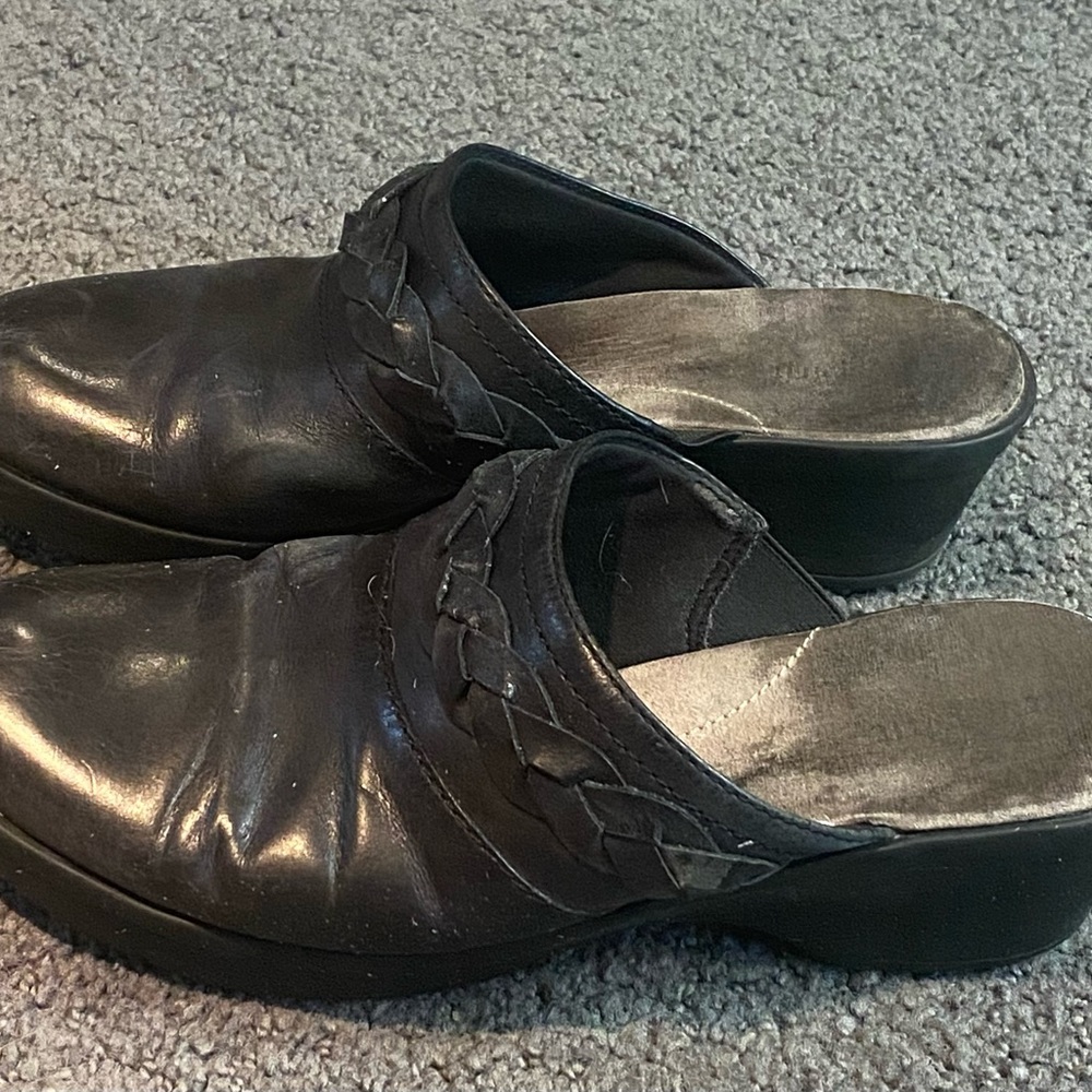 Easy Spirit Shoes Womens Size 8 Espabla Clogs Mules Slip Ons Black Leather